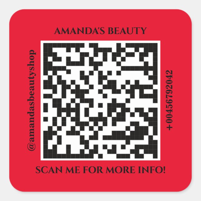 QR-Code Werbename Web Roter Platz Aufkleber (Vorderseite)