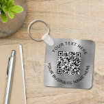 QR-Code Werbesilber Schlüsselanhänger<br><div class="desc">Einfaches Schlüsselanhänger für Ihr Unternehmen oder Ihre Organisation mit einem silberfarbenen Imitat in metallischem Hintergrund. Fügen Sie Ihren QR-Code oder Ihr Logo und zwei Zeilen mit individuellem Text hinzu,  z. B. Ihren Firmennamen,  Slogan,  vielen Dank oder verlass leer.</div>