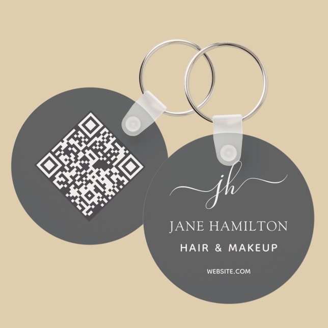 QR-Code Werbeunternehmen Grau Schlüsselanhänger (Von Creator hochgeladen)