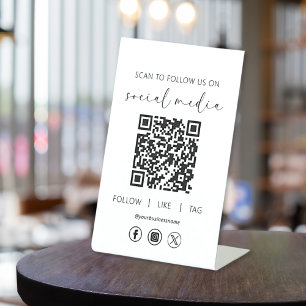 QR Code White Scan zu folgen uns im sozialen Netzw Sockelschild