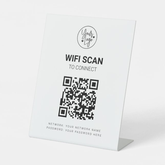 QR-Code Wifi Business Scan verbindet Weiße Moderne Sockelschild (Vorderseite)