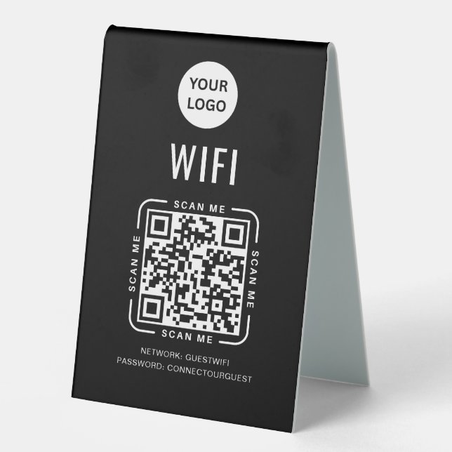 QR-Code Wifi | Firmenlogo Scanne um dich zu verbin Tischaufsteller (Vorderseite)