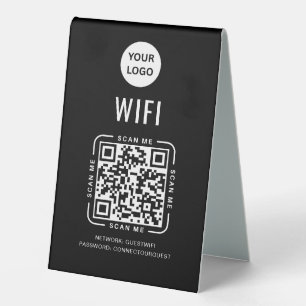 QR-Code Wifi Geschäftslogo Scanne um dich zu ver Tischaufsteller