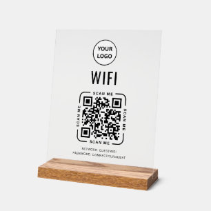 QR-Code Wifi Geschäftslogo Scannen zum Verbinden Acrylschild
