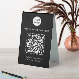 QR-Code Wifi   Geschäftslogo Scannen zum Verbinden Tischaufsteller