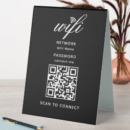 QR-Code Wifi Internet-Kennwort schwarz Tischaufsteller