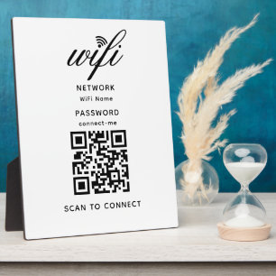 QR-Code Wifi Internet-Kennwort weiß Plaque Fotoplatte