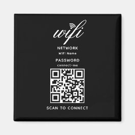 QR-Code Wifi Internet Password Black Magnet