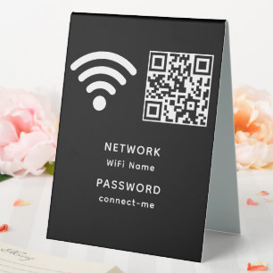 QR-Code Wifi-Kennwort und Netzwerk personalisiert Tischaufsteller