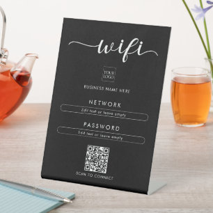 QR Code Wifi Network Password Logo Business Café Sockelschild