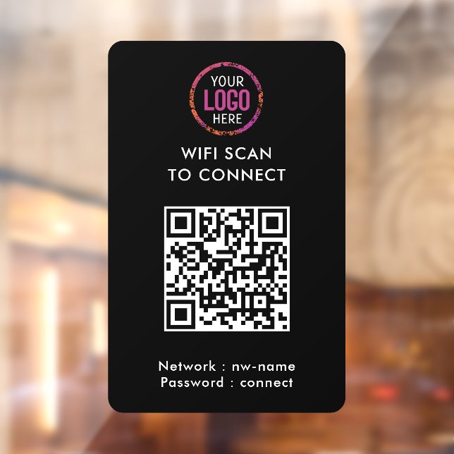 QR-Code Wifi | Scan für Schwarze Firmenlogos zur V Fensteraufkleber (Blatt 2)