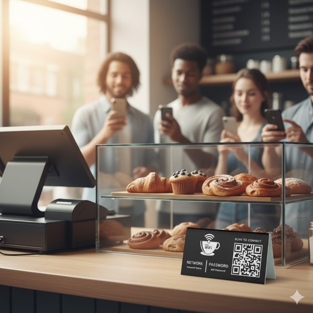 QR-Code Wifi-Scan zum Verbinden von Firmenlogo Tischaufsteller (Von Creator hochgeladen)