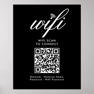 QR-Code Wifi-Scan zur Verbindung von Schwarz mit b Poster