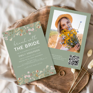 QR Code Wildblume Brautparty Brunch Foto Einladung