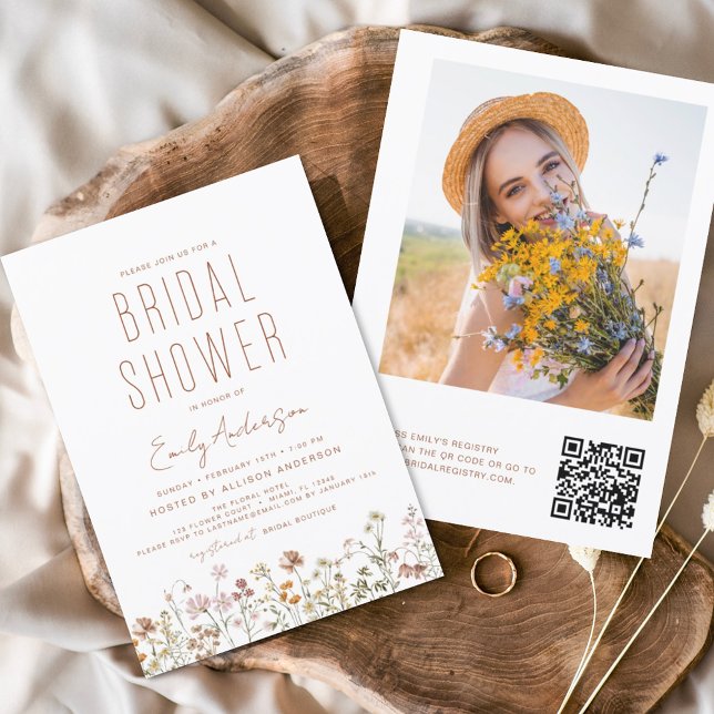 QR Code Wildblume Brautparty Foto Einladung (Von Creator hochgeladen)