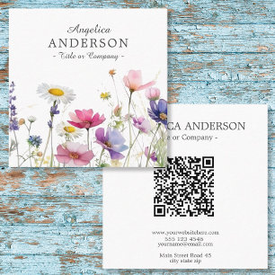 QR Code Wildblume Square Business Card Quadratische Visitenkarte