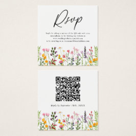 QR-Code-Wildblume zum Hochzeitssehen der RSVP-Kart