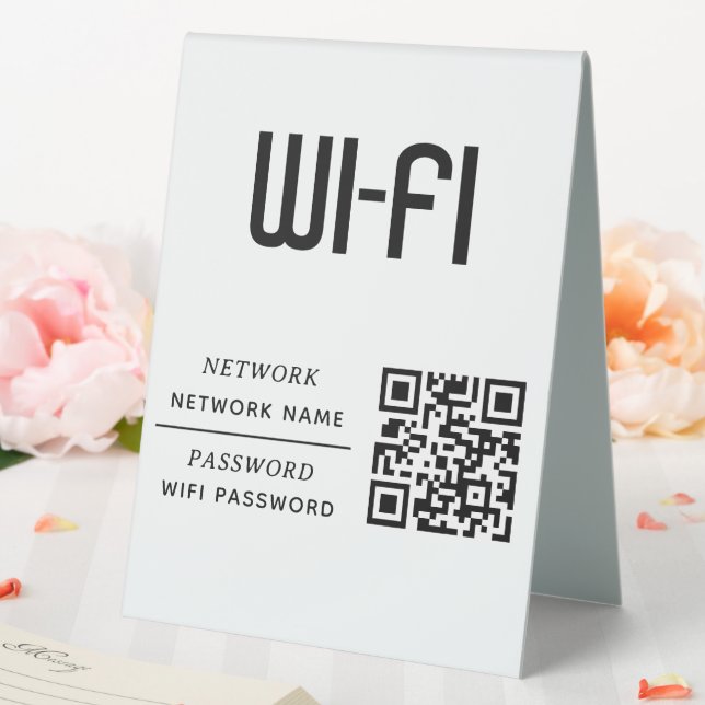 QR-Code-WLAN-Netzwerkname und Passwort  Tischaufsteller (In Situ (Hochzeit))