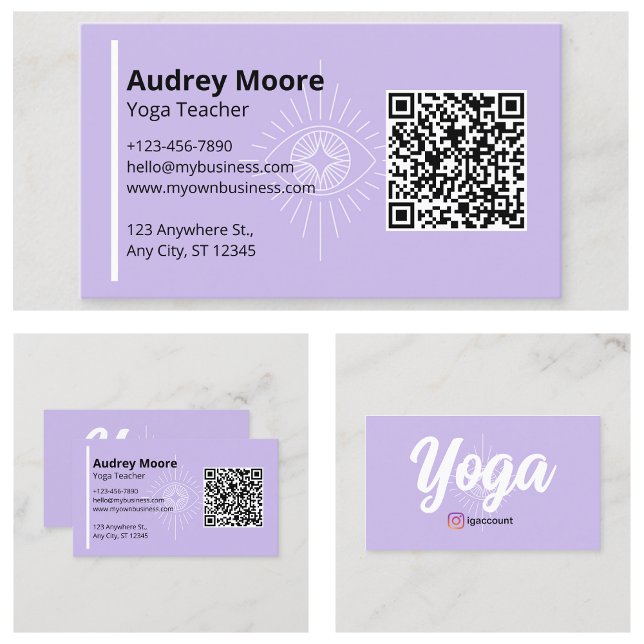 QR Code Yoga Lehrer Drittes Auge Yoga Studio Visitenkarte (QR Code Yoga Teacher Third Eye Yoga Studio Business Card
)
