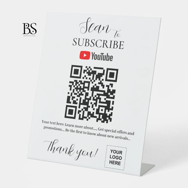 QR-Code YouTube Abonnement Pedestal-Zeichen Sockelschild (QR code Youtube Subscribe Pedestal Sign)