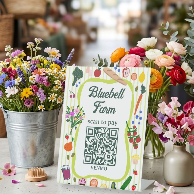 QR-Code ZAHLEN SCAN Bauernmarkt Bauernstand CUSTOM Sockelschild (SCAN TO PAY QR Code Farmers Market Farm Stand CUSTOM Pedestal Sign
)