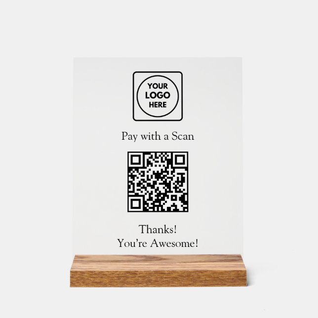 QR-Code-Zahlung | Benutzerdefiniertes Logo - berüh Acrylschild (Vorderseite)