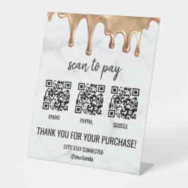 QR Code Zahlung Cashapp Paypal White Marble Gold Sockelschild