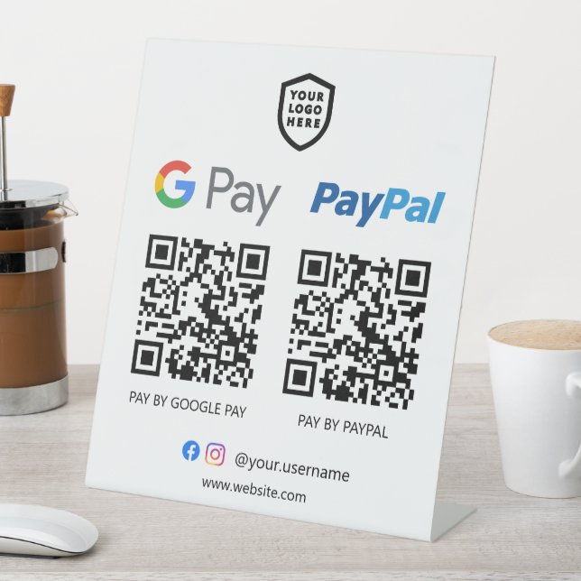 QR-Code-Zahlung | Google Pay & Paypal Scan zu zahl Sockelschild (In Situ)