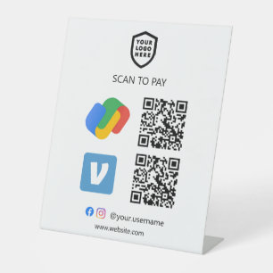 QR-Code-Zahlung Google Pay & Venmo Scan zu bezah Sockelschild