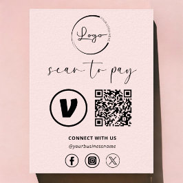 QR-Code-Zahlung in Rosa - Scan to Pay Business-Log Poster