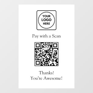 QR-Code-Zahlung Kontaktloses Logo-Anzeigeschild Fensteraufkleber