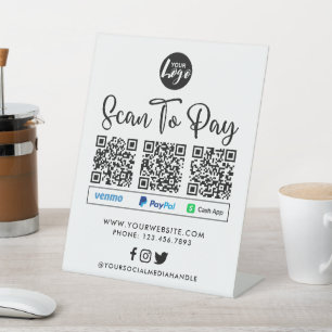QR-Code-Zahlung   Logo scannen, um zu zahlen Sockelschild