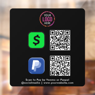 QR-Code-Zahlung Paypal-Scan von CashApp zur Beza Fensteraufkleber