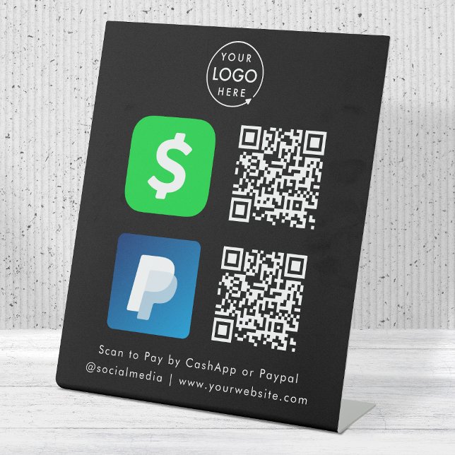 QR-Code-Zahlung | Paypal-Scan von CashApp zur Beza Sockelschild (Versatile digital payment tabletop signs for sales, retail stores, salons, pop-ups, events & more!)
