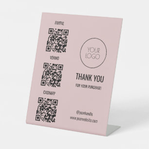 QR-Code Zahlung Rosa Farbrosa Salon Scan zu bezahl Sockelschild