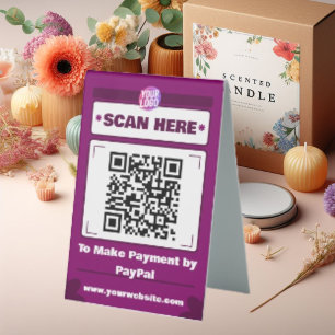 QR-Code-Zahlung Scan to Pay Business Logo Tischaufsteller