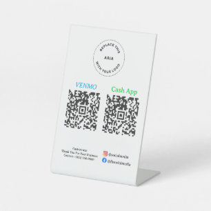 QR-Code-Zahlung - Scannen zum Bezahlen Firmenlogo Sockelschild