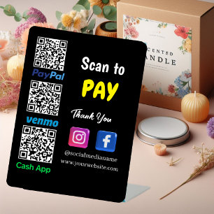 QR-Code-Zahlung Venmo Paypal CashApp Scan zu bez Sockelschild