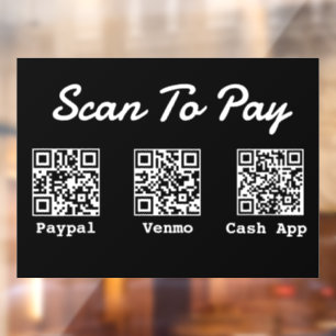 QR-Code-Zahlung Venmo Paypal Scan to Pay Fensteraufkleber