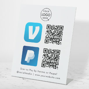 QR-Code-Zahlung Venmo & Paypal Scan to Pay Logo Sockelschild
