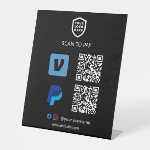 QR-Code-Zahlung Venmo & Paypal Scan to Pay Pedes Sockelschild