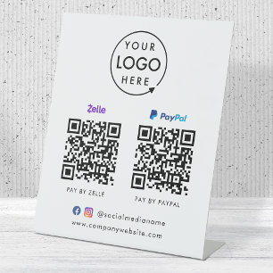 QR-Code-Zahlung Zelle Paypal Scan to Pay Logo Sockelschild