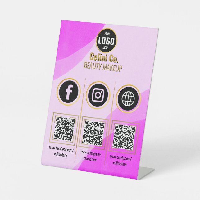 QR-Code-Zeichen für benutzerdefinierte Business So Sockelschild (Vorderseite)