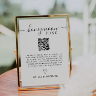 QR-Code-Zeichen für Minimalistische Honeymoon-Fond Sockelschild