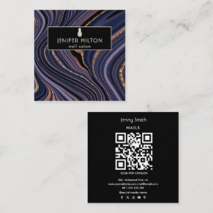 QR-Code Zeitgenössischer lila Nagelsalon mit agodi Quadratische Visitenkarte