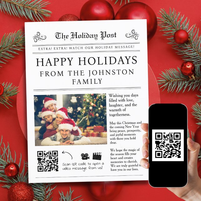 QR Code Zeitung Weihnachtskarte Postkarte (Von Creator hochgeladen)