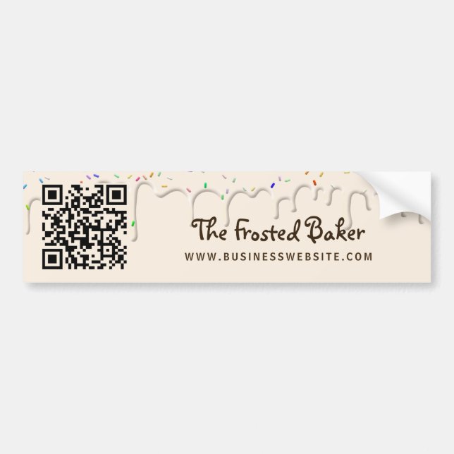 QR Code Zuckerguss Bakery Business Autoaufkleber (Vorne)