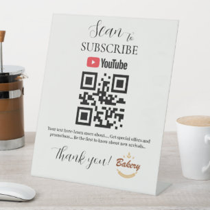 QR-Code zum Abonnieren YouTube Bäckerei Sockelschild