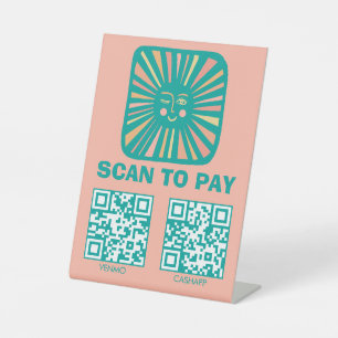 QR-Code zum Bezahlen Leuchtende Sonne Cute Charman Sockelschild