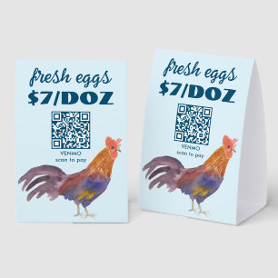 QR-Code zum Bezahlen SCAN Wasserfarben-Huhn und Ei Tischaufsteller